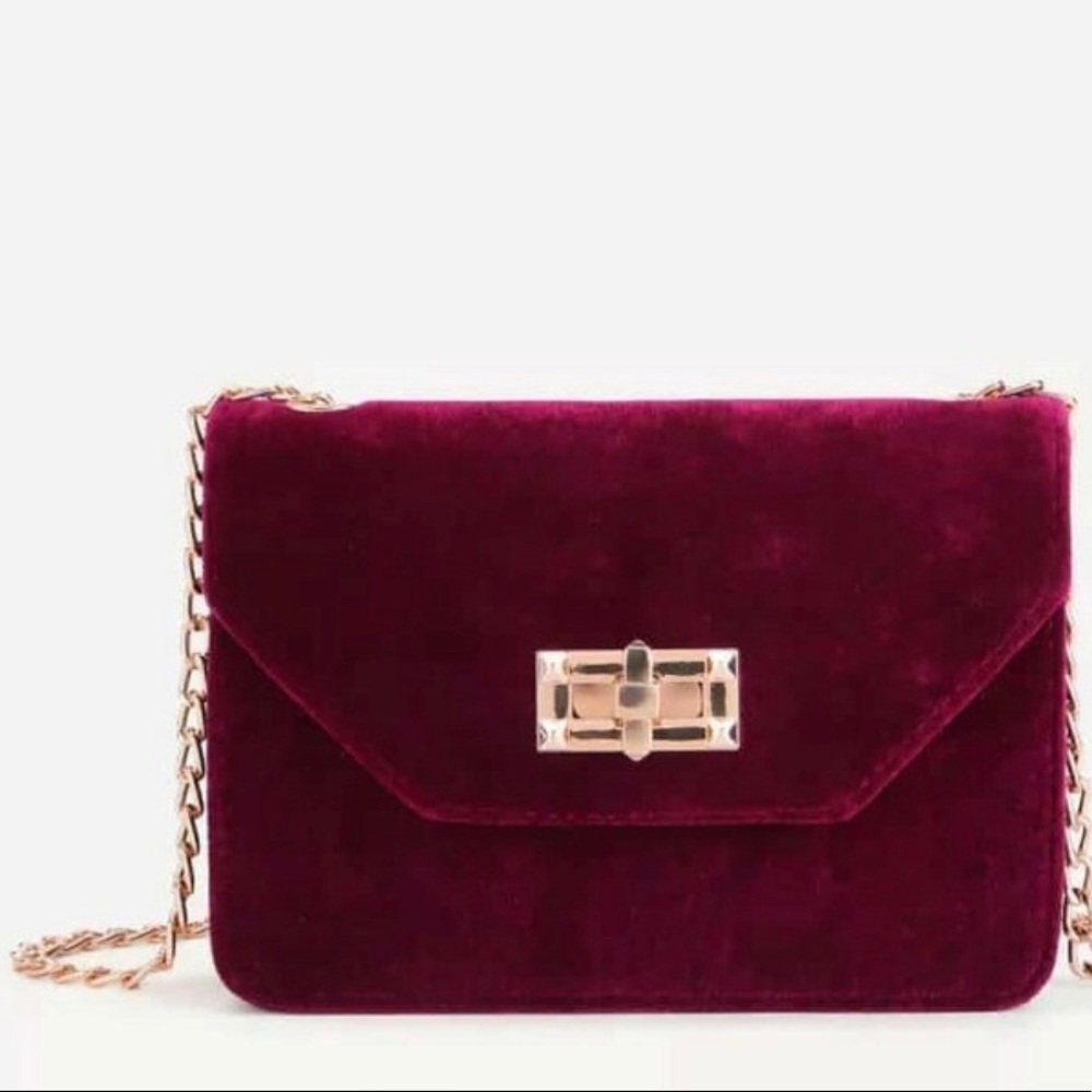 Burgundy velvet crossbody purse from SHEIN